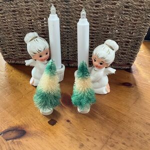 Vintage Ceramic Park Lane Angel Candle Holders
